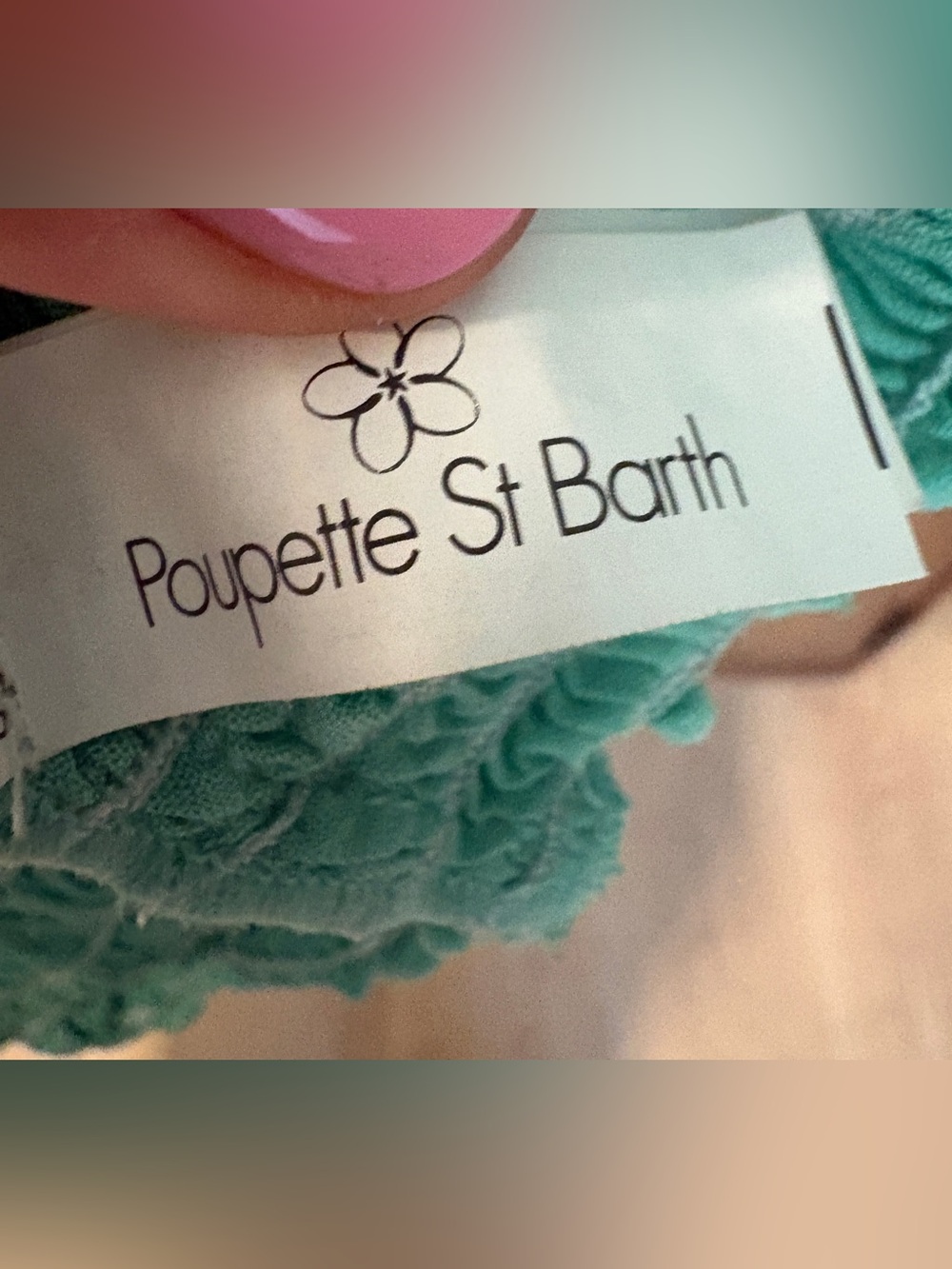 Poupette St Barth Aqua Smocked Crop Top XS Off Shoulder Stretch Viscose - Picture 7 of 8